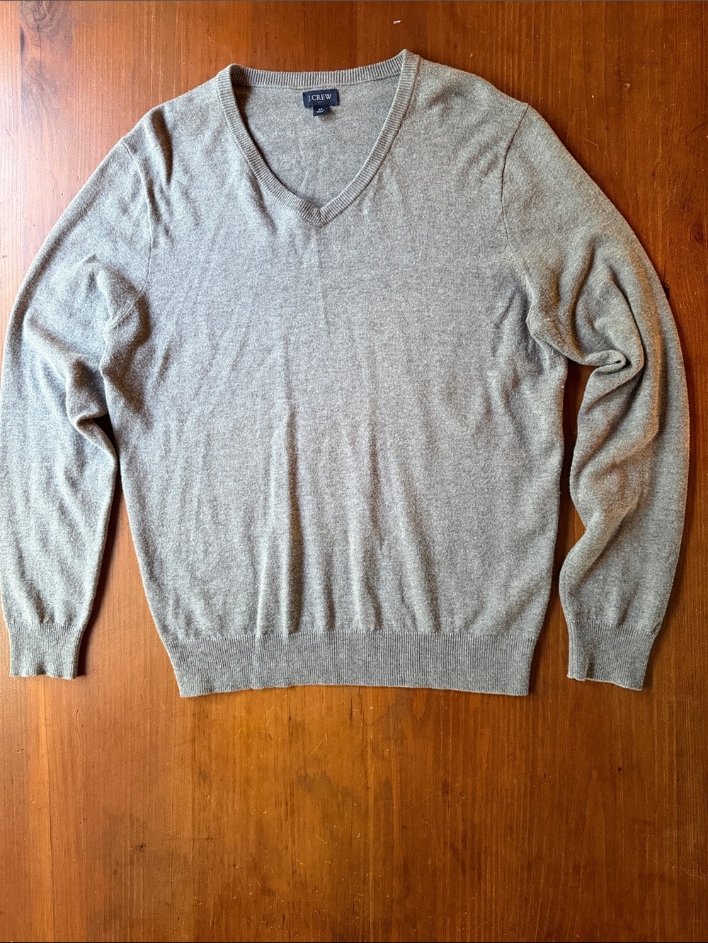 J. Crew Men's V-Neck Sweater in Light Heather Gray Medium